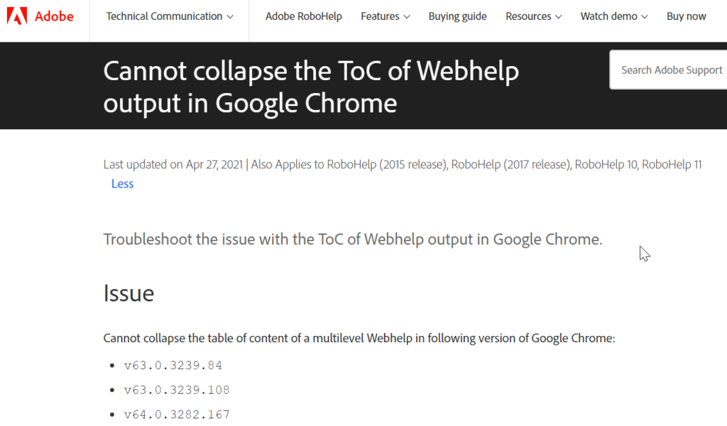 ToC on Google Chrome